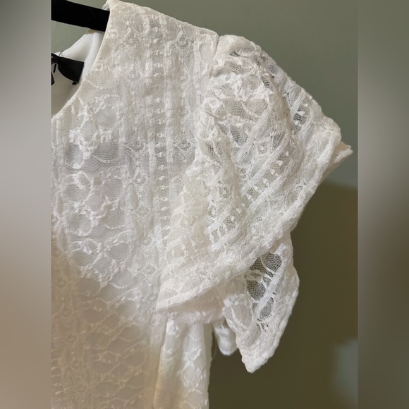 Lulus Whimsical Spirit Ivory Lace Tiered Backless Midi Dress size small NWT - Picture 8 of 10